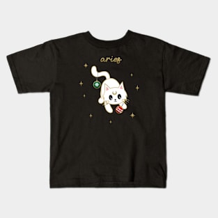 Aries Holiday Kitty Cat Kids T-Shirt